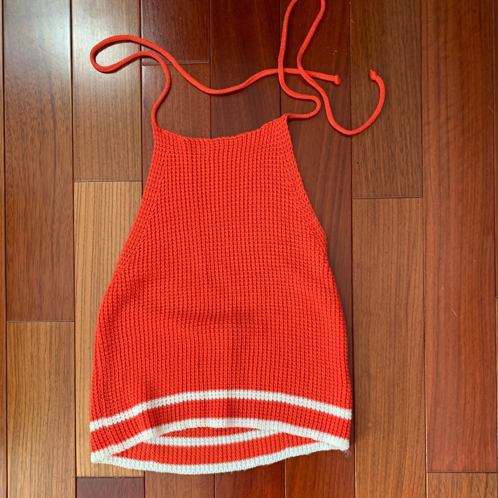 Knit cropped halter top